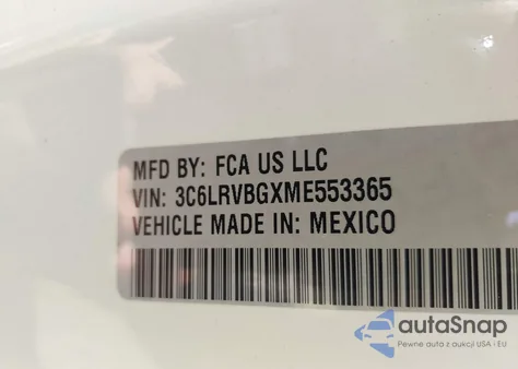 2021 Ram Promaster 1500 High Roof 136 Wb z USA, uszkodzony, nr VIN 3C6LRVBGXME553365